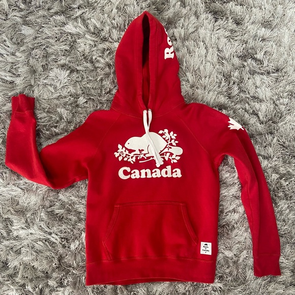 Roots Canada Women Red and White Logo Long Sleeve Hoodie. Size S. Used. - Picture 7 of 14